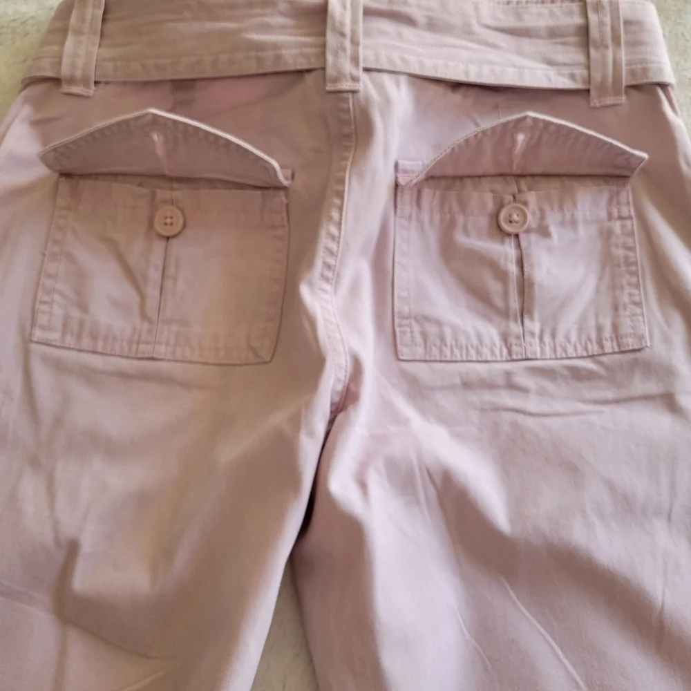 Vintage Y2K Mossimo Cropped Utility Lowrise Pants with Belt Blush Pink  *sz 9* - Picture 8 of 16